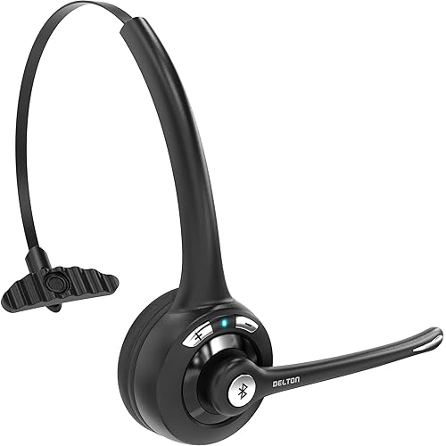 Delton 10X Bluetooth Computer Headset, Over-The-Head Single Ear Wireless Headset with Noise Canceling Mic for Computer/Laptop/Call Center/Truck