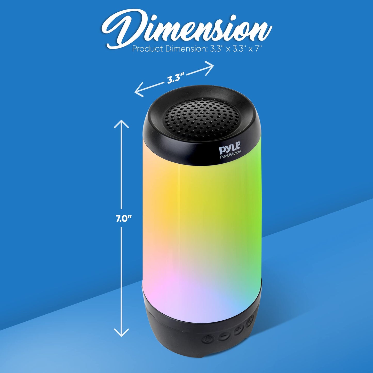 PyleUsa Floating Pool Speaker w/Lights Show, Waterproof Bluetooth Speaker, IP68, Crystal Clear Sound Quality, Surround Stereo Sound, Wireless 50 ft