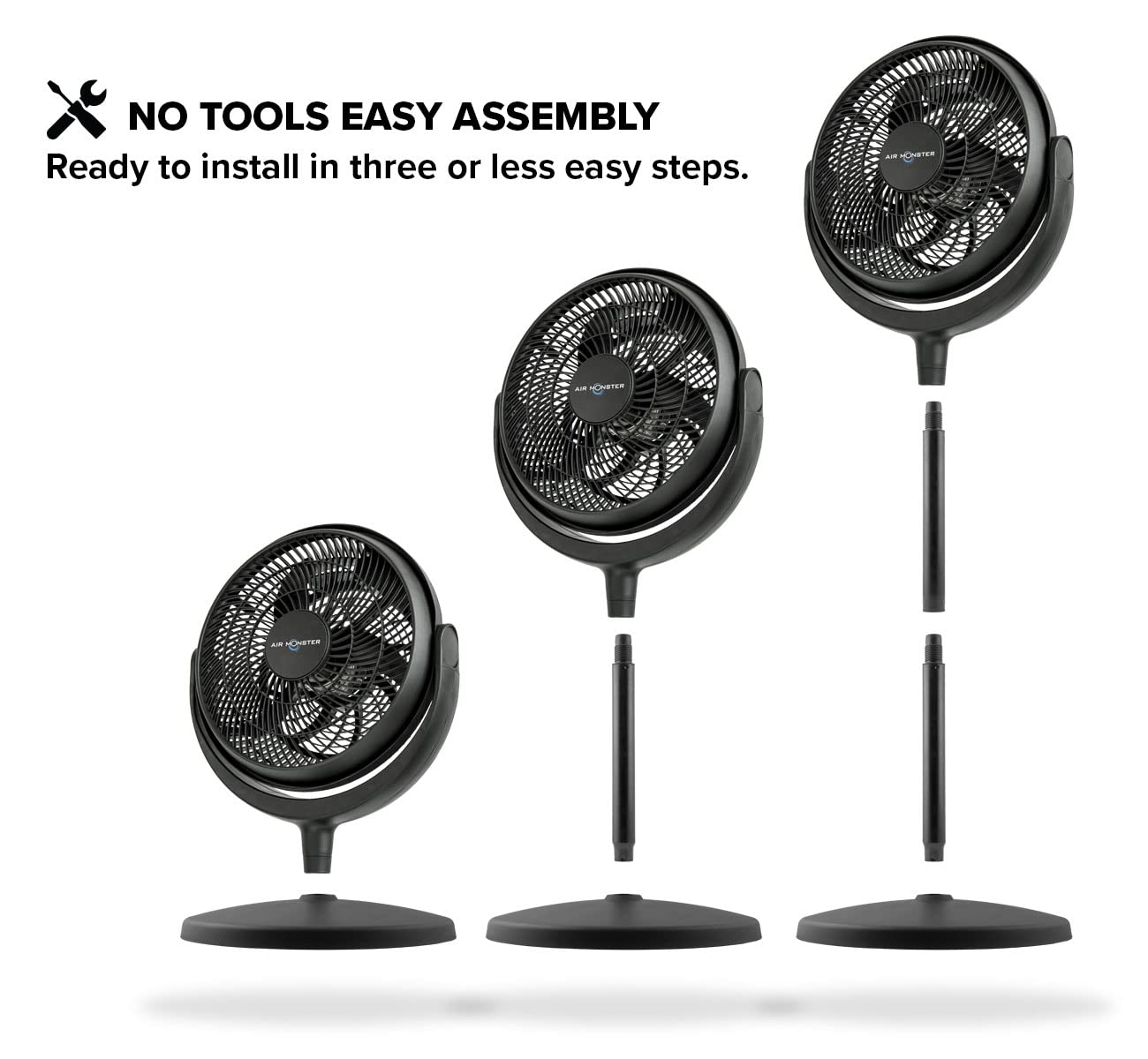 Air Monster 12 Inch Power Stand Fan Circulator, Black