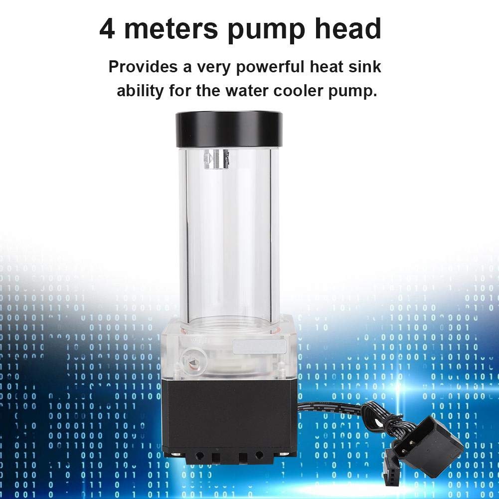 Pump/Reservoir Combo for Water Cooling System,800L / H CPU Water Cooling Pump Radiator,Integrated,POM PMMA PUB-FS6PD-17 (Black)