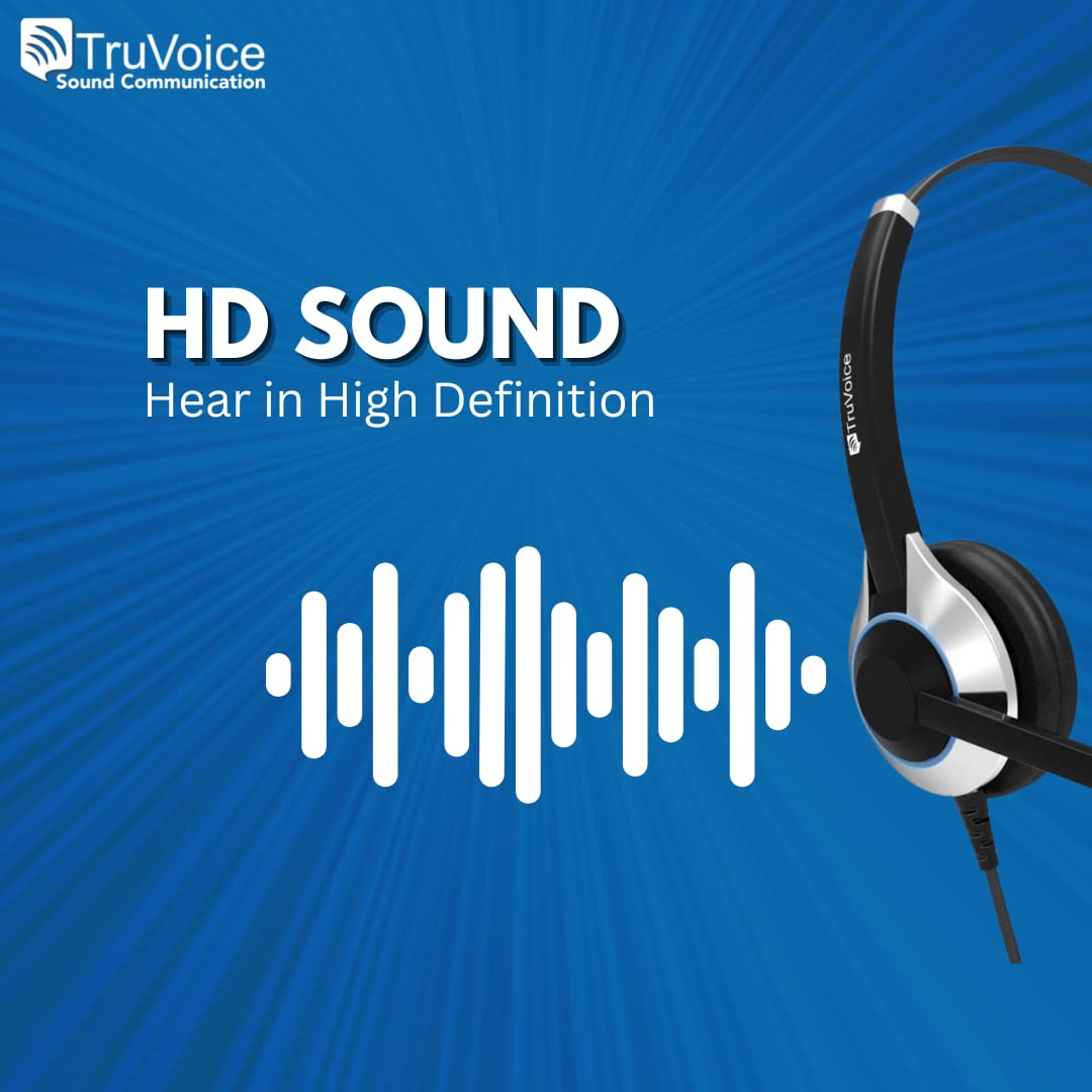 TruVoice HD-350 Deluxe Office Headset with Noise Reduction Voice Tube and HD Speakers - Compatible with Mitel, Nortel, Avaya, Poly, Polycom, Shoretel
