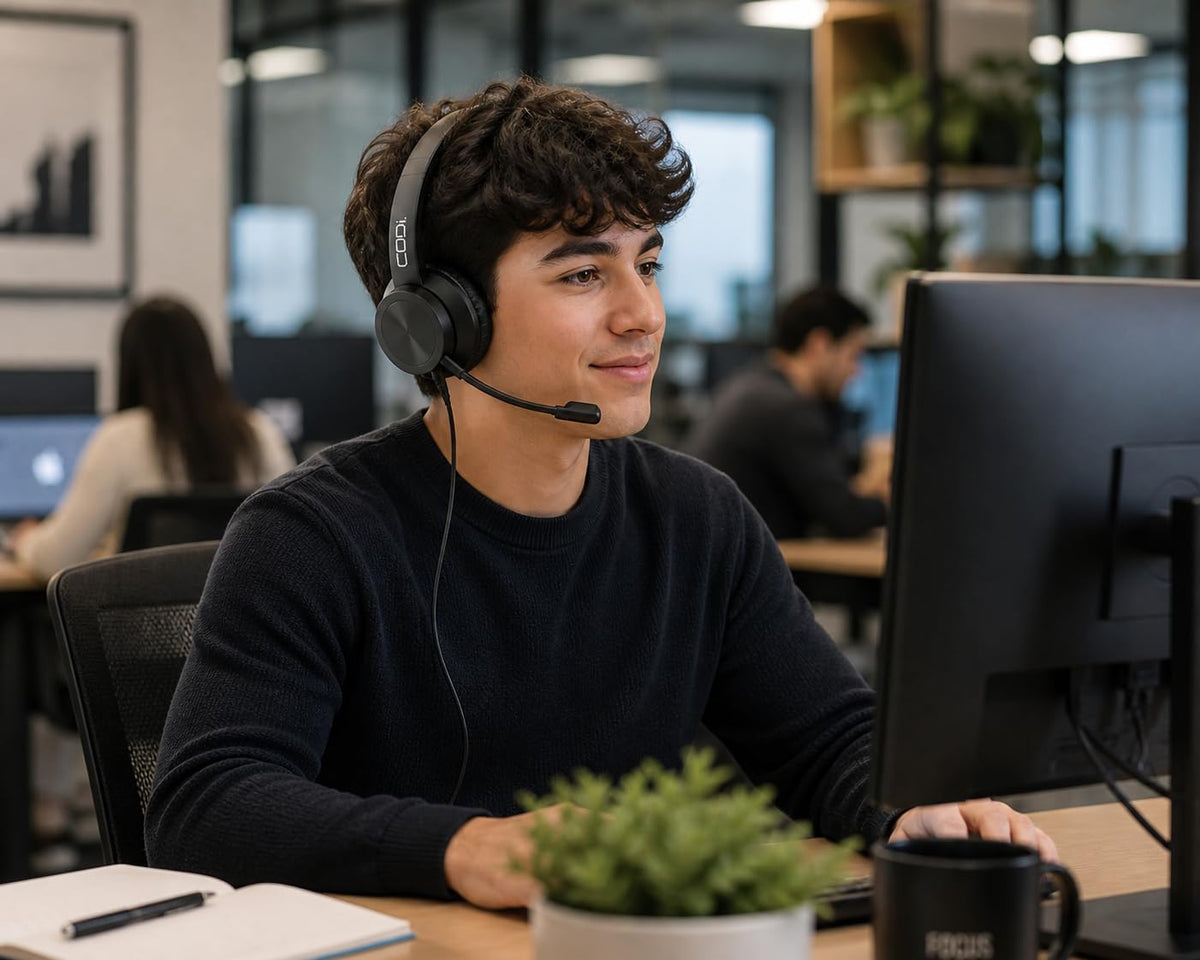 CODi Noise-Cancelling USB-A Headset w/Boom Microphone