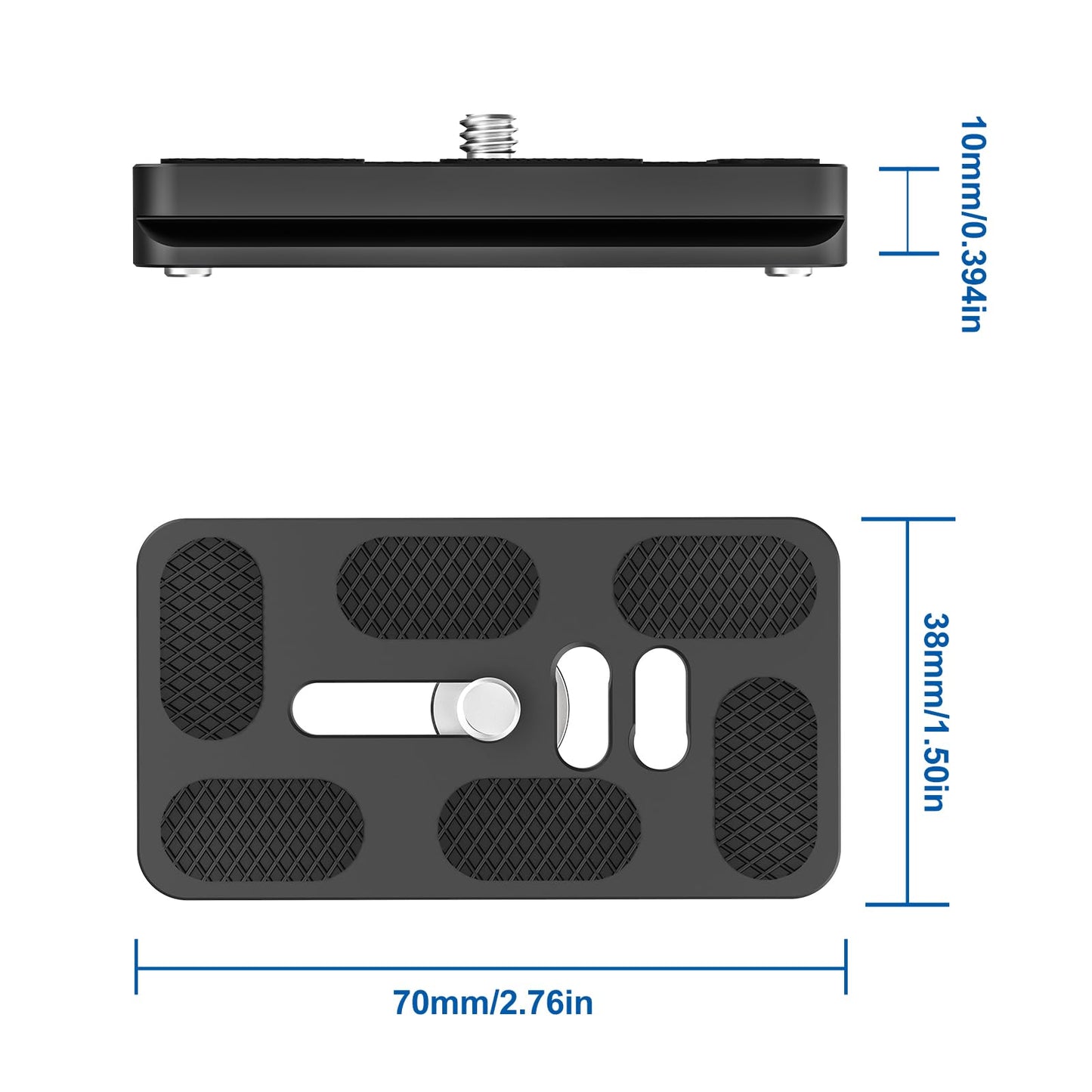 CAVIX PU-70 Extended Quick Release Plate - Lightweight Aluminum Alloy, Arca-Swiss Compatible with Non-Slip Pad for DSLR/Mirrorless Cameras - Fits