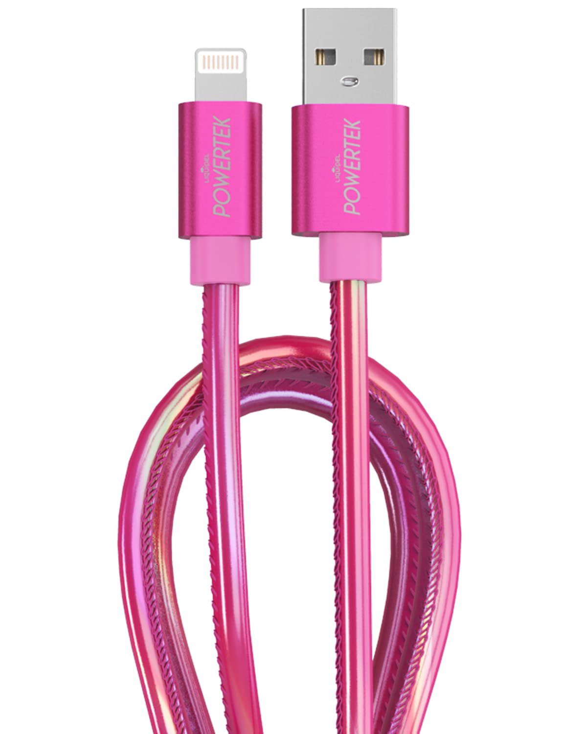 LIQUIPEL Powertek iPhone Charger Cable, 6 ft Fast Charging Lightning to USB Cord Adapter, Compatible for iPad, MFI Certified, Metallic Shine (Hot…