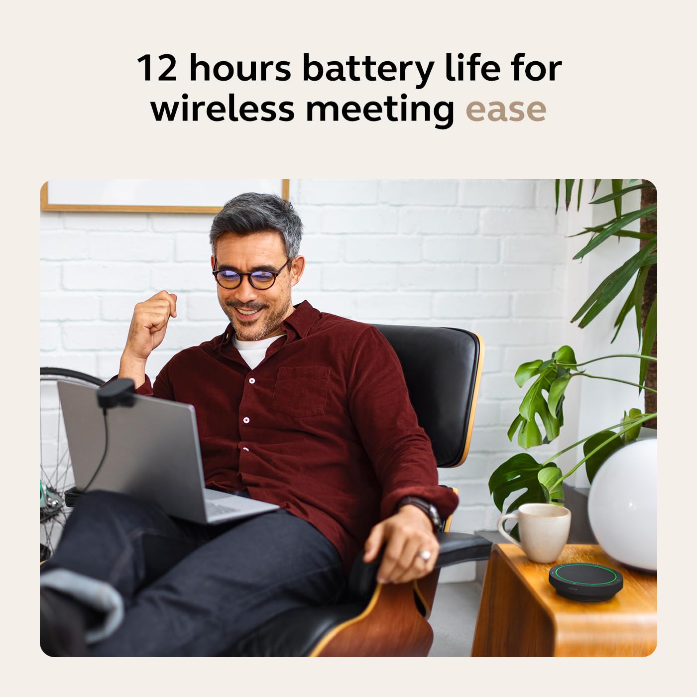Jabra Speak2 55 Wireless Bluetooth Speakerphone (2025 Edition) - Portable Speaker with 4 Noise-Cancelling Mics - Certified Microsoft Teams Speaker