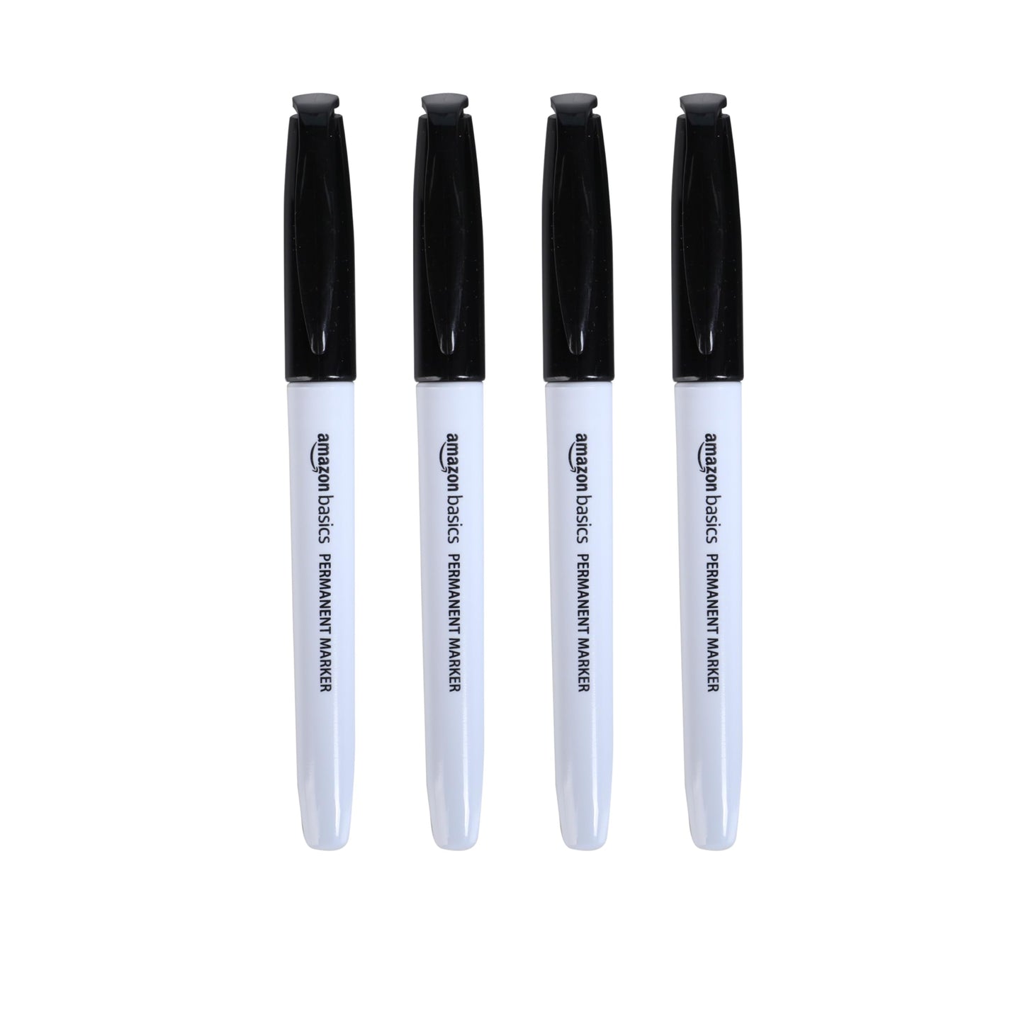 Amazon Basics Fine Tip Point Permanent Markers for Office, School, and Home Use, Black, 4 Pack