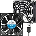 WINSINN DC 80mm USB Fan 5V 8025 Dual Ball Bearing Brushless Cooling 80mmx25mm 2PIN (Pack of 2Pcs)