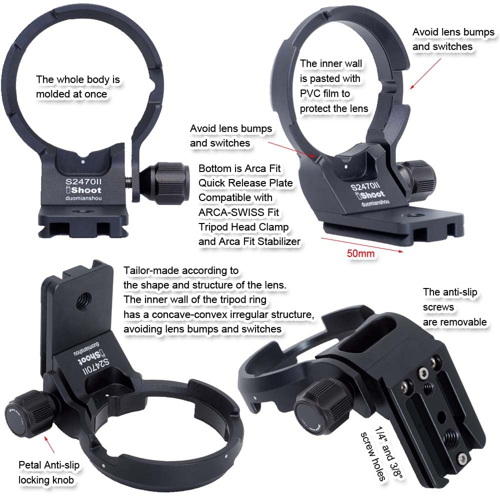 iShoot Lens Collar Tripod Mount Ring Compatible with Sony FE 16-35mm F2.8 GM II, FE 20-70mm F4 G, FE 24-70mm f/2.8 GM II, Support Compatible