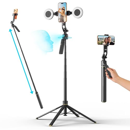 Acer Gadget Auto Face Tracking Tripod for iPhone - Gesture Control Detachable Mini Ring Light 64" 360 Degree AI Tracking Phone Tripod for Vlogging