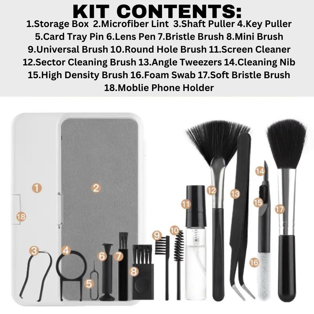ImmacuKit 18-in-1 Electronic Device Cleaning Kit with Magic Cleaner Gel -Use On Phone, Earbuds, Laptop, Keyboard, Smart Watch, Tablet, PC, Controller