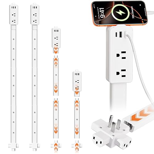2 Pack Electrical Outlet Extender Stick Features 2 USB-A, USB-C and 2 AC Outlets, Extendable to 6", 15.3", 24.5", 34", for Hard to Reach Spaces Use