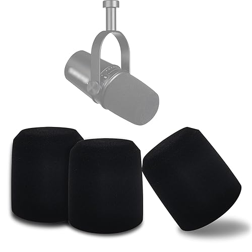 Boseen Microphone Foam Windscreen for MV7, Mic Cover Microphone Windscreen for MV7 Professional Mic Foam for Recording, 3PCS