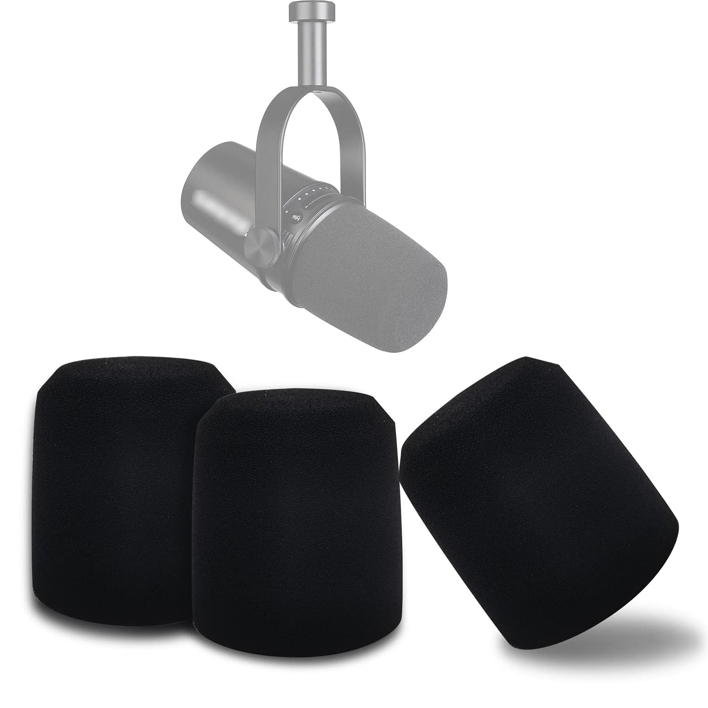 Boseen Microphone Foam Windscreen for MV7, Mic Cover Microphone Windscreen for MV7 Professional Mic Foam for Recording, 3PCS