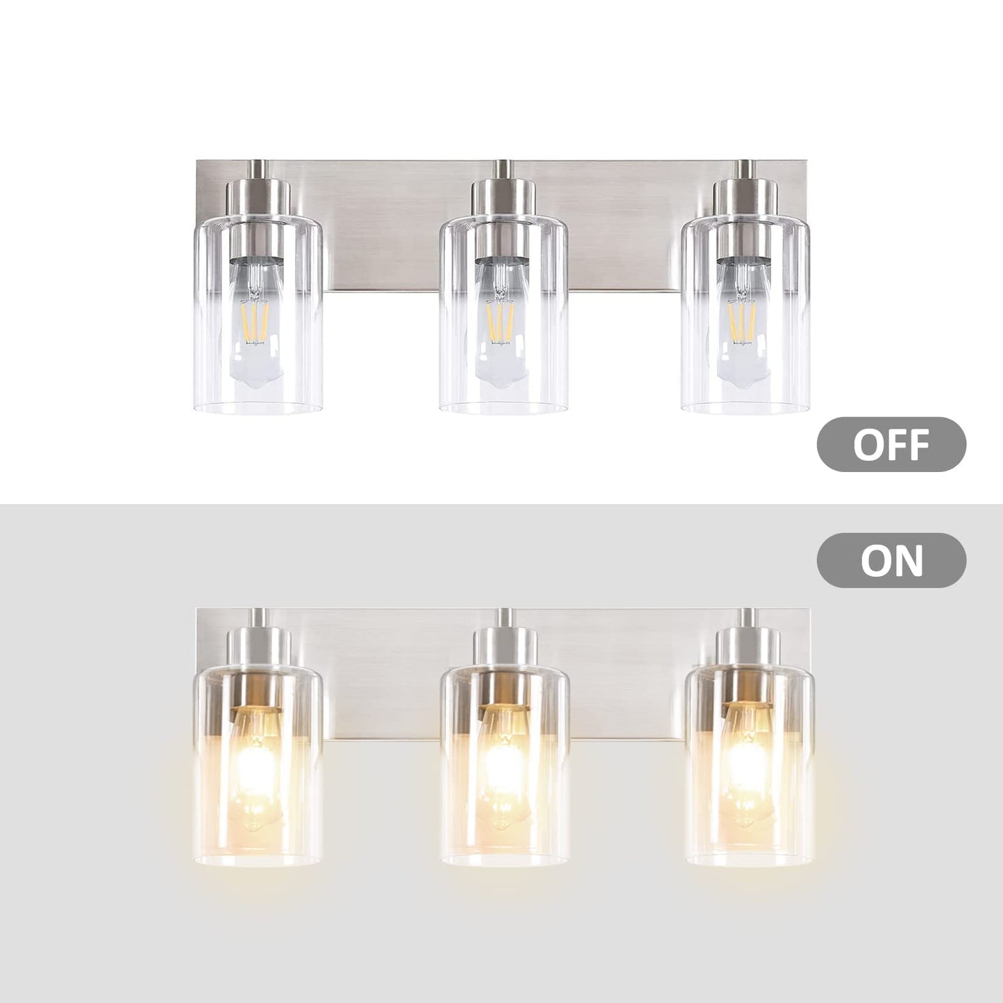 Chosenior 3-Light Bathroom Vanity Light Fixtures,Modern Wall Sconces,Bathroom Lights Over Mirror,Wall Mounted Lamp for Kitchen Living Room Bedroom