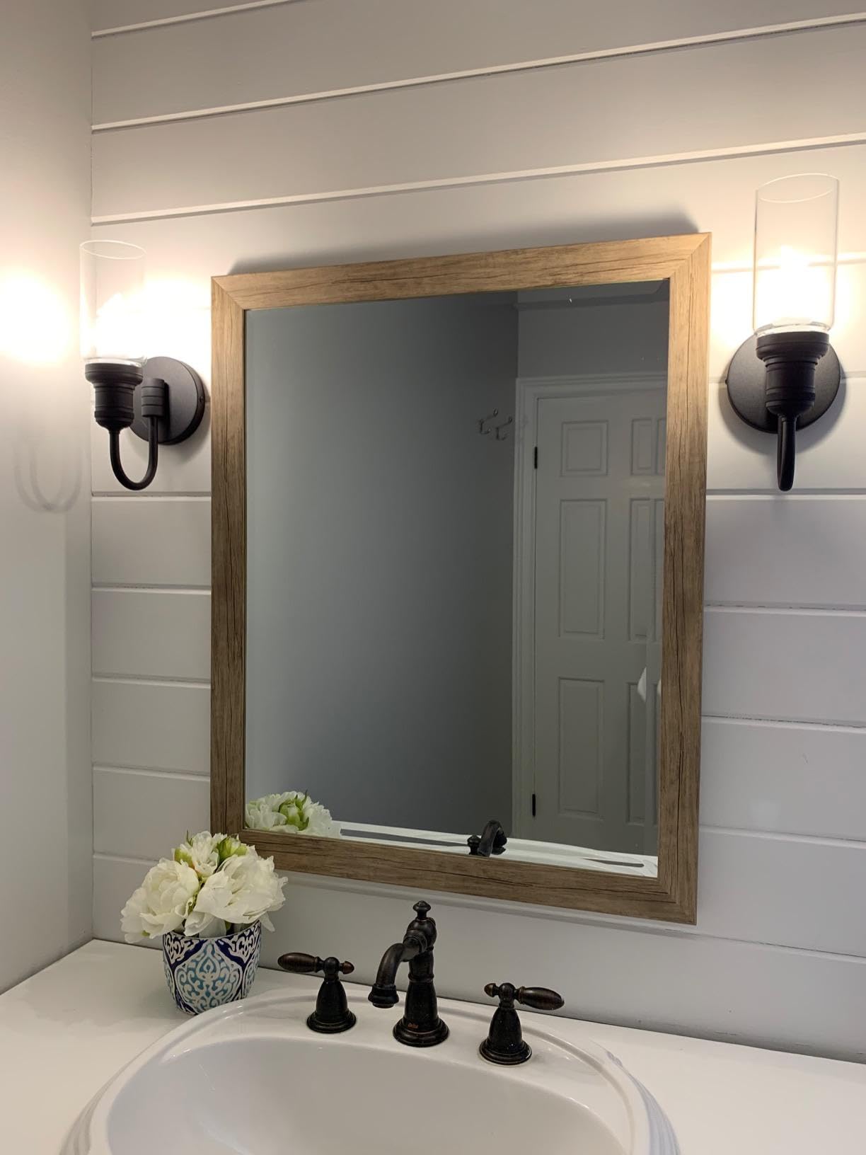 PERMO Industrial Vintage Sconce Black Sconce with 3.1" Cylindrical Clear Glass Shade Wall Mount Light Fixture for Living Room Bathroom Entertry