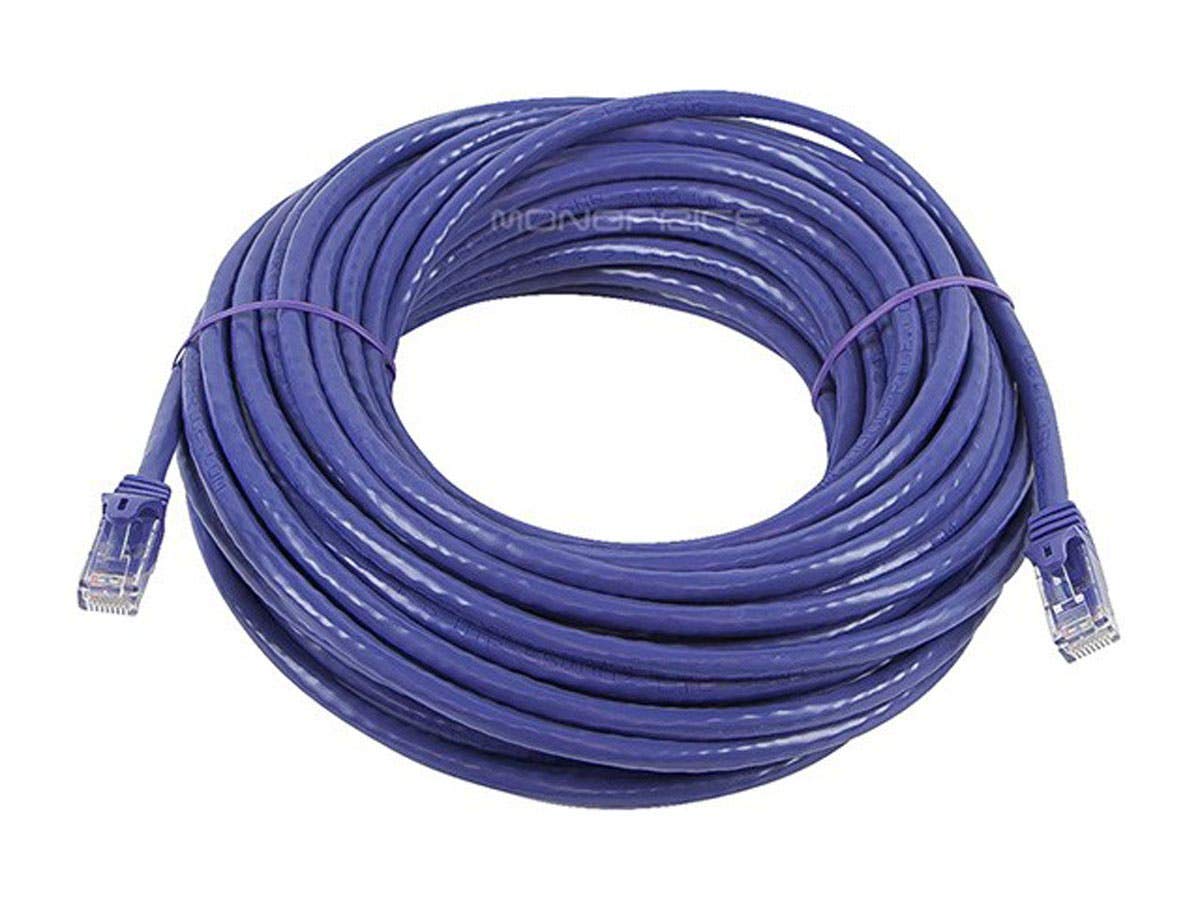 Monoprice Cat6 Ethernet Patch Cable - RJ45, Stranded, 550Mhz, UTP, Pure Bare Copper Wire, 24AWG, 50 Feet, Purple - Flexboot Series