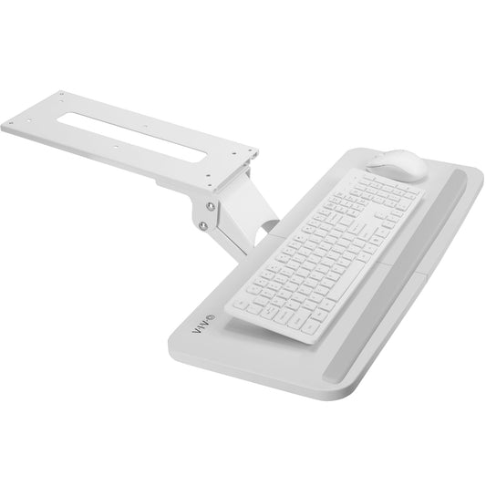 VIVO Adjustable 25 x 10 inch Computer Keyboard and Mouse Platform Tray Ergonomic Under Table Desk Mount Drawer Underdesk Shelf, White, MOUNT-KB03W