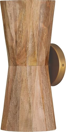 Capital Lighting 651021LW Nadeau Modern Artisan Art-Inspired Handcrafted Mango Wood Hourglass Wall Sconce, 2-Light 120 Total Watts, 15" H x 7" W