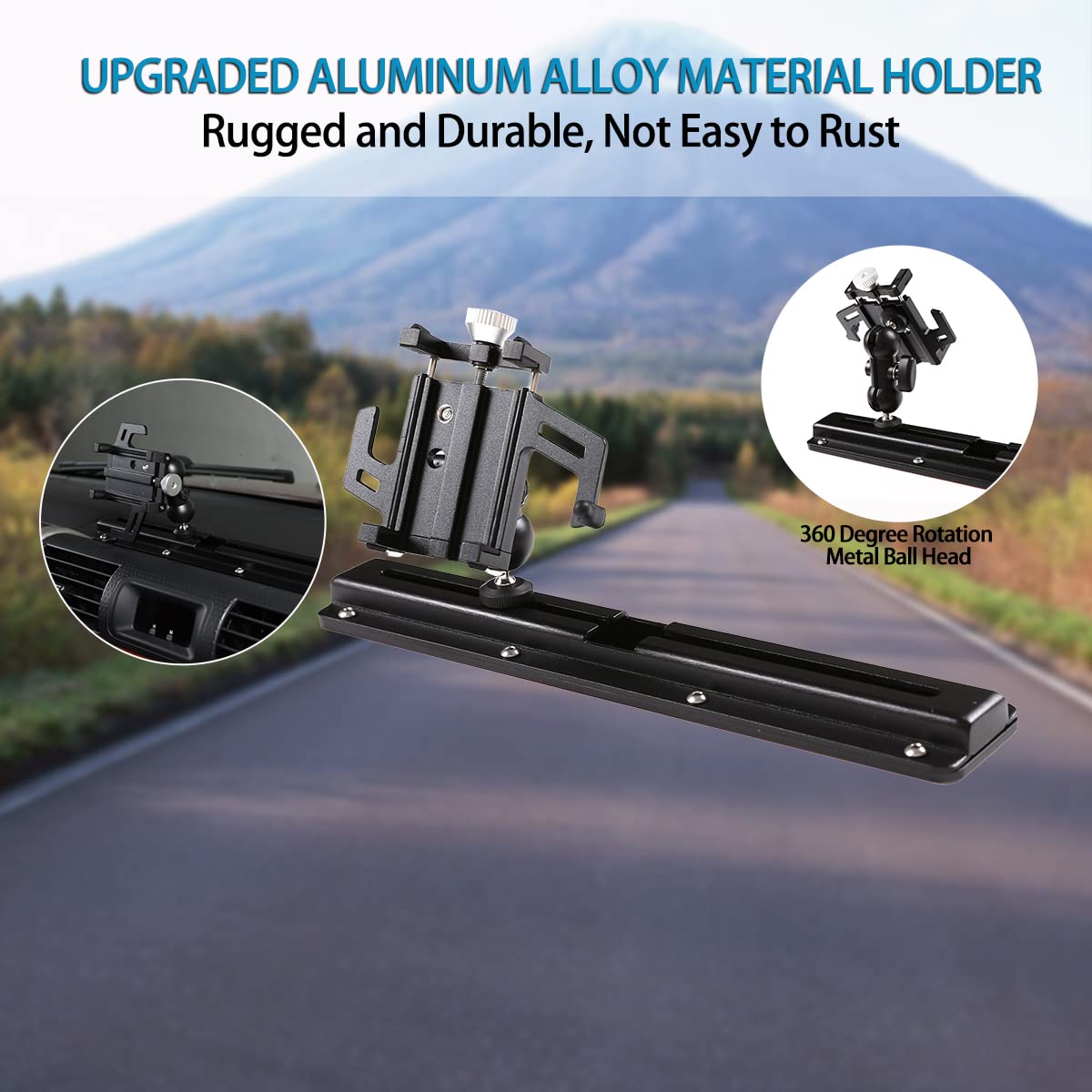 Car Phone Mount Compatible with Toyota FJ Cruiser 2007-2021, Phone Holder for Dashboard Hands Free Track Cradle, Car Dash Mount Cell Phone Stand