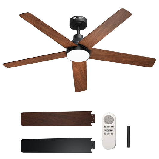 GarveeHome 42 Inch Ceiling Fans with Lights and Remote, 6 Speed Reversible Quiet DC Motor, 3CCT Dimmable LED, Black Ceiling Fans with Dual Finish