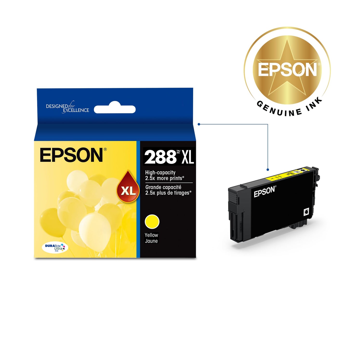 EPSON 288 DURABrite Ultra Ink High Capacity Yellow Cartridge (T288XL420-S) Works with Expression XP-330, 430, 434, 340, 440, 446