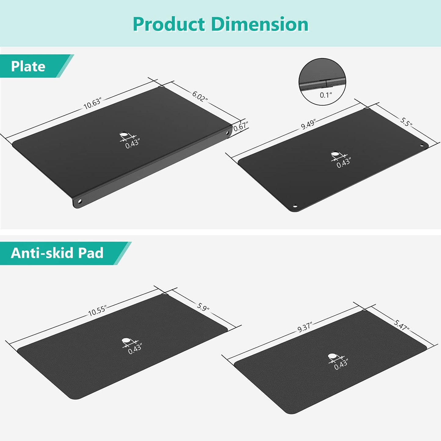WALI Monitor Mount Reinforcement Plate for Thin, Glass, and Other Fragile Table Tops, with Most Monitor Bracket Grommet C Clamp Installation (CGRP-B)
