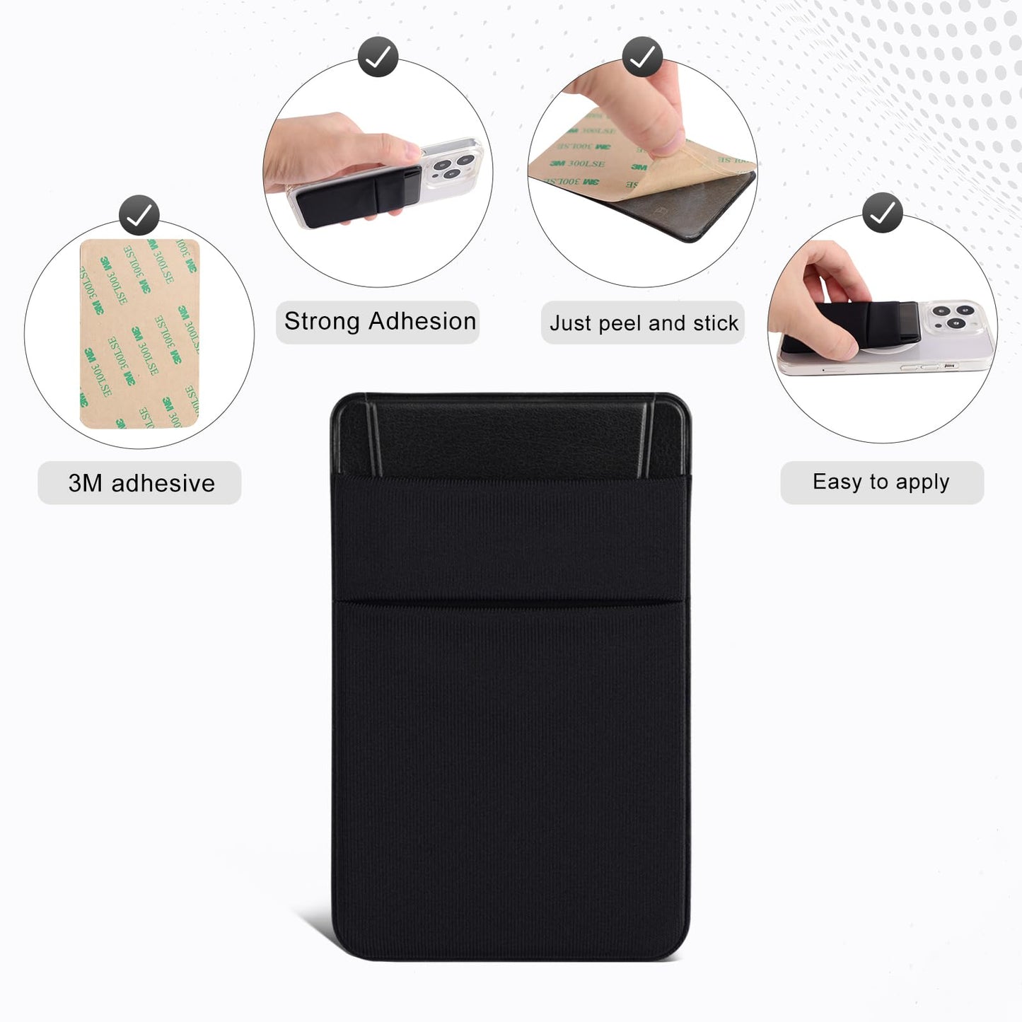 Phone Card Holder,2Pack Phone Wallet Stick on Credit Card Holder for Phone Case Stretchy Double Pocket with Flap,Adhesive Sticker for Back of Phone