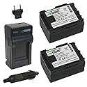 Wasabi Power BP-807, BP-808, BP-809 Battery (2-Pack) and Charger for Canon FS21, FS22, FS31, FS40, FS200, FS300, FS400, VIXIA HF G10, HF G20, HF M30
