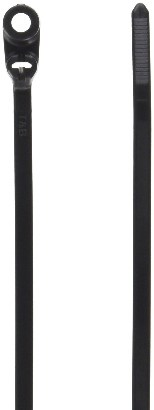 Thomas & Betts TY535MX Cable Tie, UV Resistant Nylon, 50 lb., 8", #10 Mounting Hole, Black (Pack of 100)