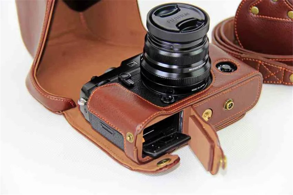 X-Pro2 X-Pro 3 Case, BolinuUS Genuine Real Leather Camera Case Bag Cover for Fuji X-Pro2 Fujifilm X Pro2 X-Pro3 XPro3 with XF35mm Lens Bottom Opening