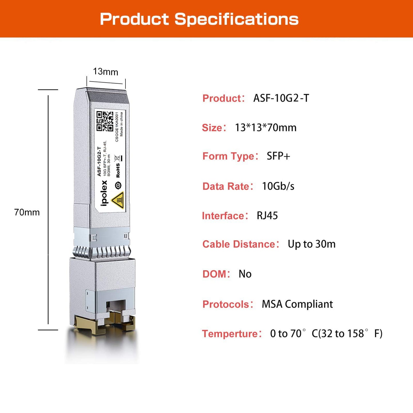 ipolex SFP+ to RJ45 10Gb Module, Support 1G/2.5G/5G/10GBase-T RJ45 SFP+ Module, Compatible for Cisco SFP-10G-T, Ubiquiti UACC-CM-RJ45-MG, Mikrotik