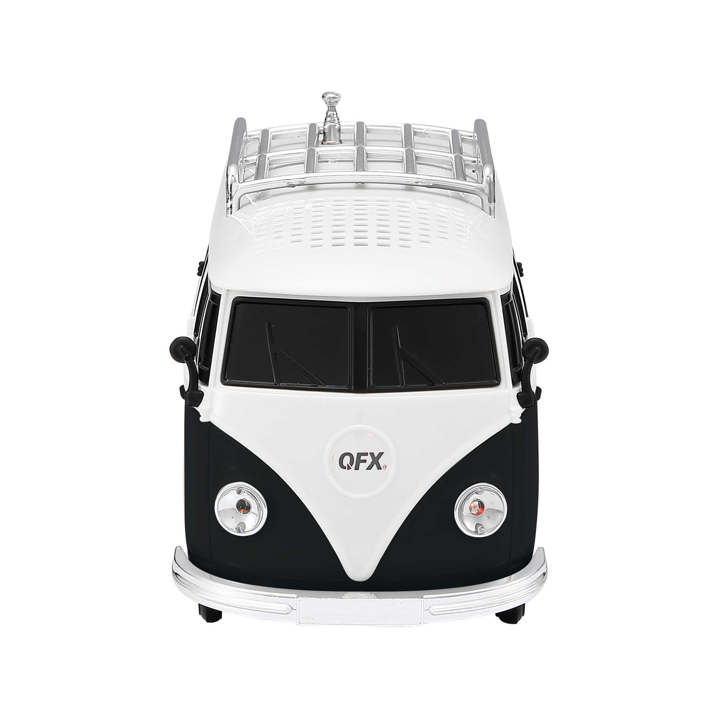QFX Bluetooth 1961 Retro Mini Bus Speaker, 2-Inch Speaker, Hands-Free Link, Built-in Microphone, FM Radio, and LED Party Lights, Blue - BT-1961-BLK