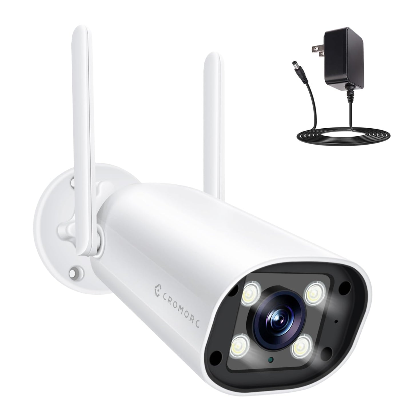 Cromorc Wireless Security 5MP Camera Two Way Audio Floodlight Siren Alarm Color Night Vision Outdoor Indoor Weatherproof with 1A Power Adapter
