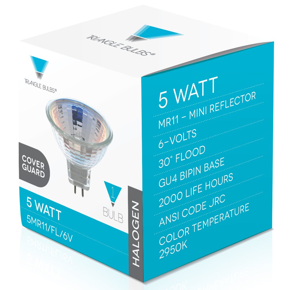 Triangle Bulbs T10127 - 5 Watt MR11 Halogen Light Bulb, 6 Volt, 30 Degree Beam Spread Precision Halogen Reflector Fiber Optic Light Bulb