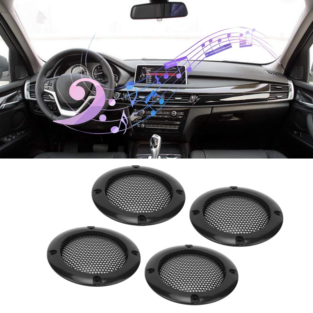 Car Speaker Grill, 4pcs 2inch Audio Speaker Grille Protective Decorative Audio Speaker Mesh Grille(Black)