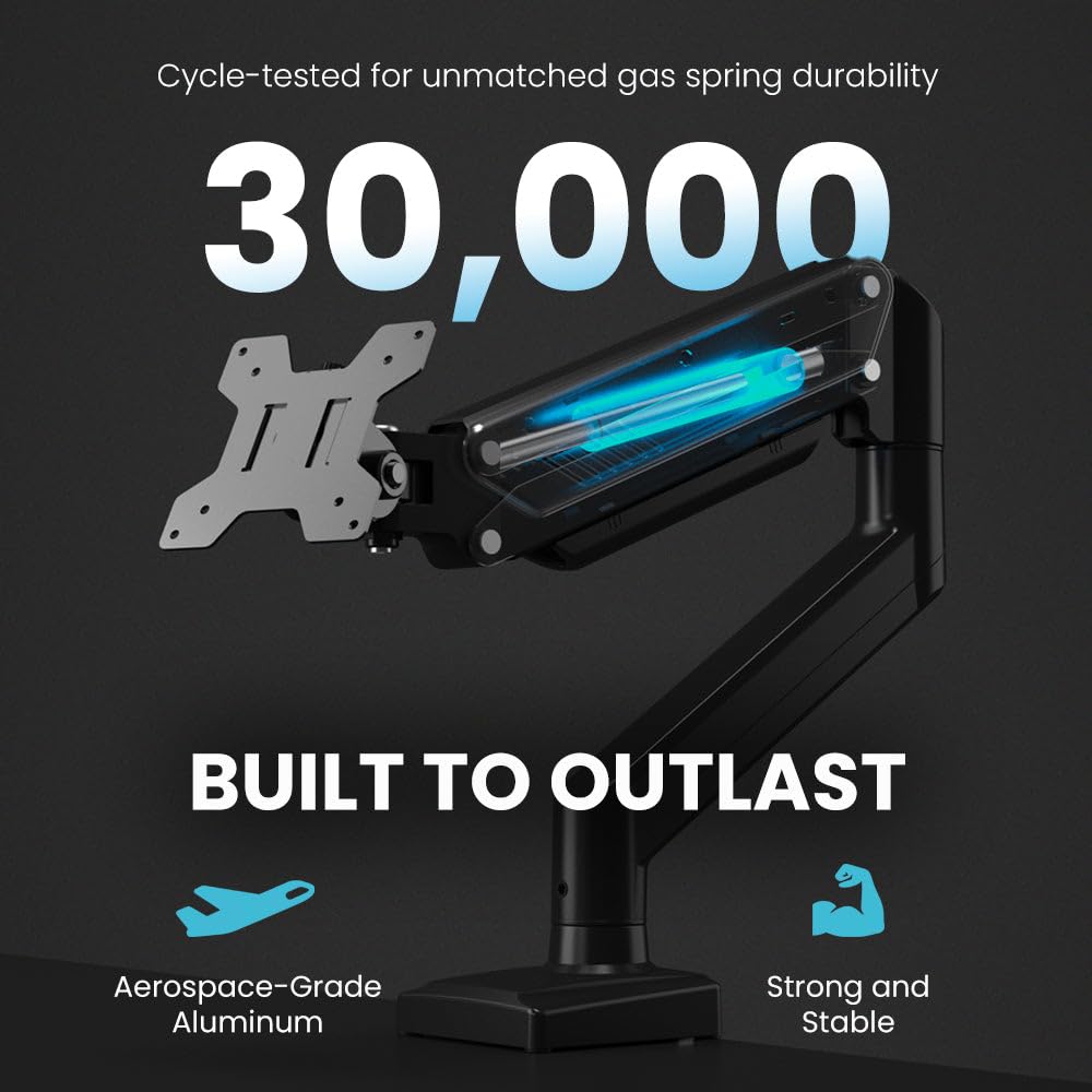 MotionArc™ Single Balanced Monitor Arms | Effortless Adjustment | Internal Spring Mechanism | Outstanding Flexibility | 180 Degree Rotation | Fit