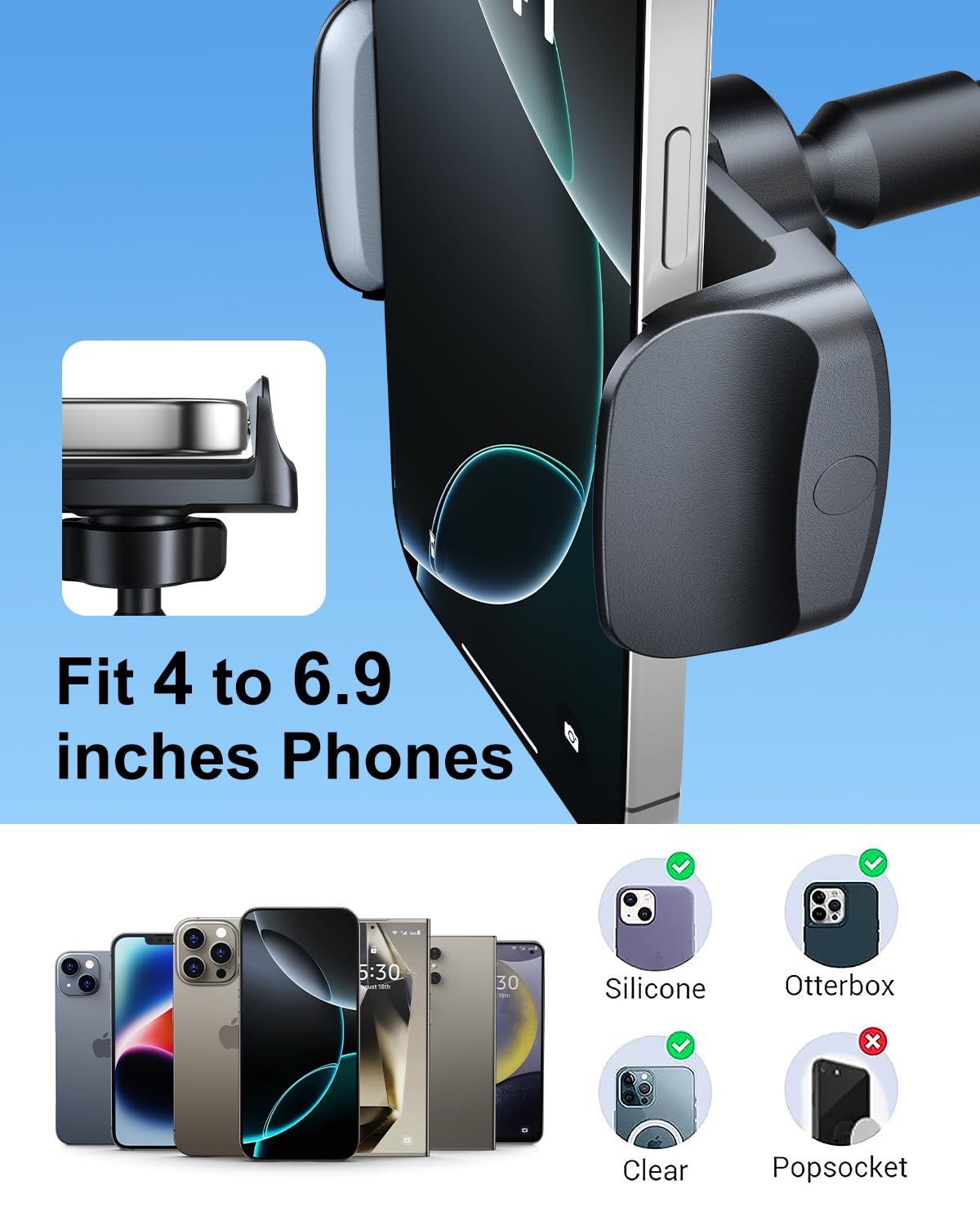 OATSBASF Gooseneck Phone Mount for Car, 360° Rotation Car Phone Holder Mount Dashboard Windshield Strong Suction Cup Cell Phone Holder Car Truck