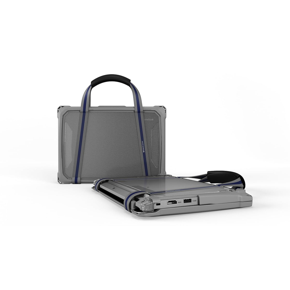 MAXCases Extreme Shell-F3 Slide Case for Lenovo 100e G4 Chromebook 11" (ver 83G Only) (Gray/Clear)