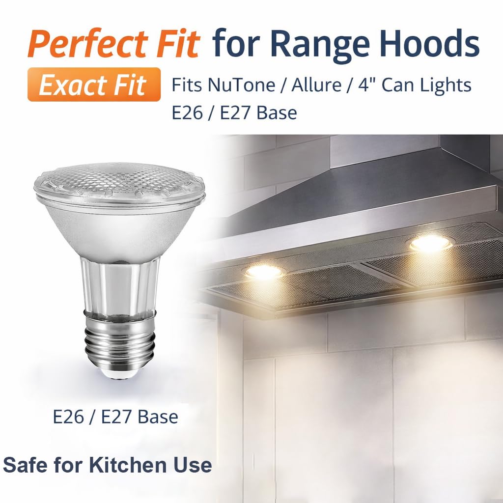 Drart PAR20 LED Range Hood Light Bulbs Under Hood, 60W Incandescent Stove Light Bulbs Replacement, 7W LED Appliance Bulbs Stove Hood, E26 Dimmable