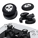 PlayRealm NO FALLING OFF Thumbstick Extender & Silicone Grip Cover 2 Sets for PS5 & PS4 Controller (Ghost White)
