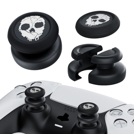 PlayRealm NO FALLING OFF Thumbstick Extender & Silicone Grip Cover 2 Sets for PS5 & PS4 Controller (Ghost White)