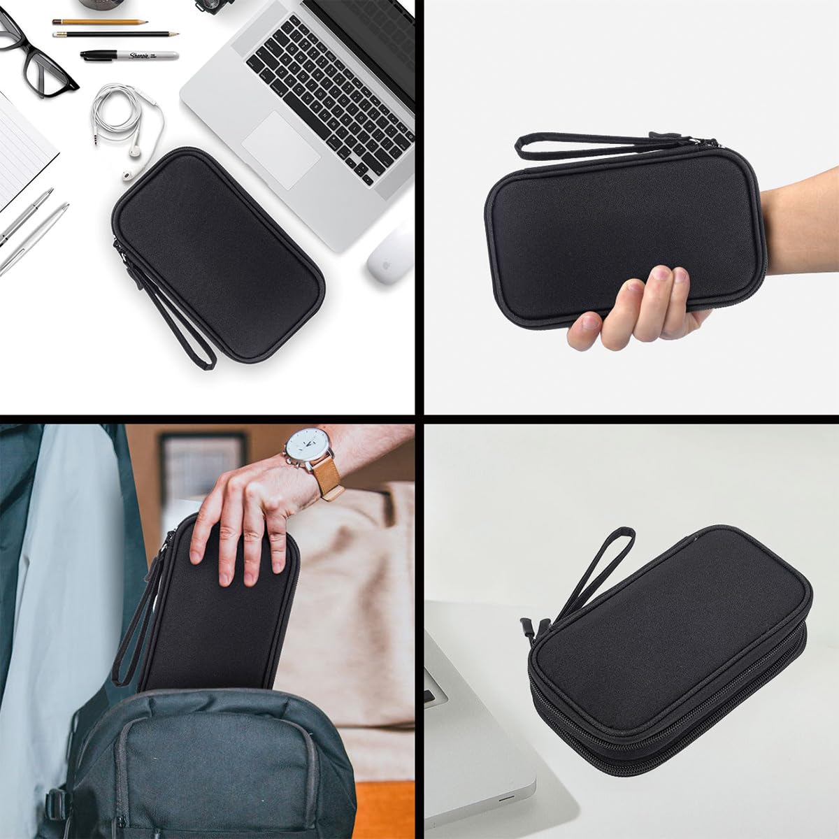 CAAORDKSO Electronics Organizer Travel Bag, Small Cable Organizer Case Waterproof Accessories Pouch, Travel Electronic Carrying Case for Cord