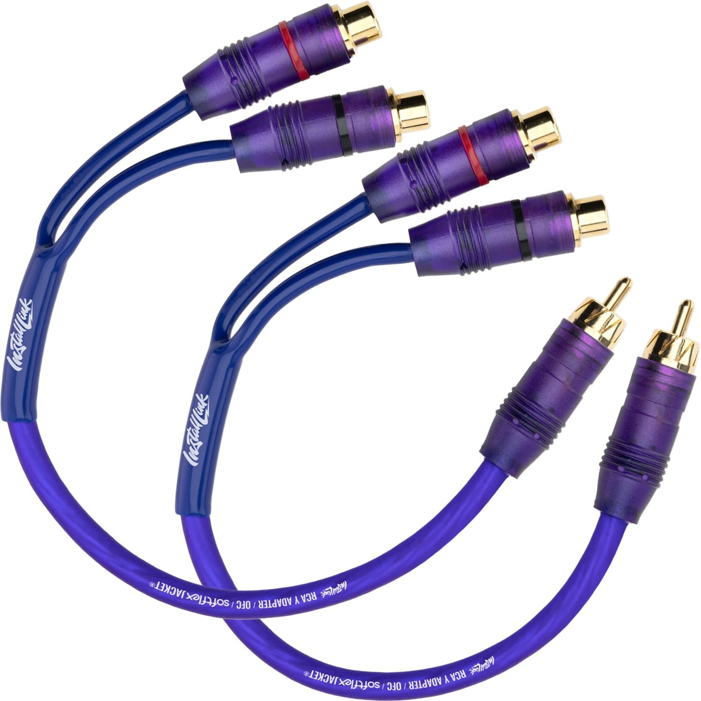 Install Link RCA Audio Cable for Subwoofer or Stereo Cable, Y Adapter 1-Male to 2-Female Splitter, 2pk