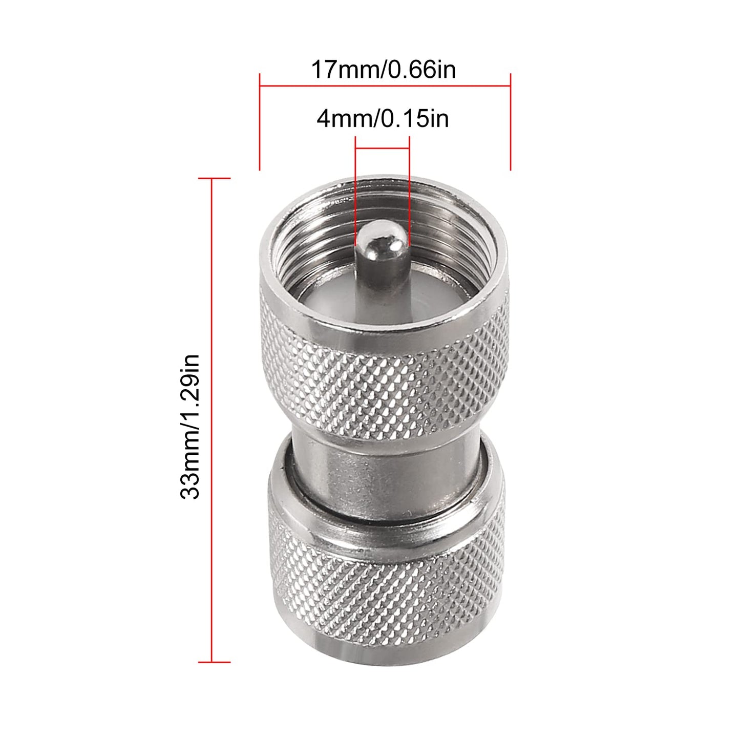 AEDIKO 4pcs UHF Male Connector UHF PL259 Male to Male Adapter Low Loss UHF Male PL259 SO239 Connector