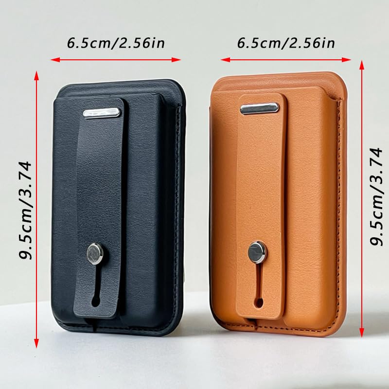 zhuja Phone Wallet Stand, Strong Magnetic Cellular Card Holder for iPhone 17/16/15/14/13/12 Series, Vegan Leather Magnetic Cell Wallet