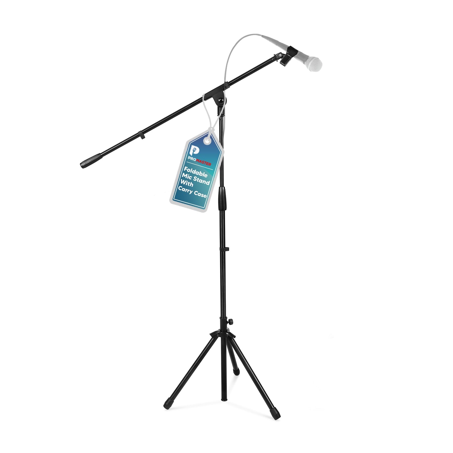 The Promaster Tripod Microphone Stand - Portable and Adjustable with Gooseneck Boom Arm, Lightweight Design for Performance and Studio Use - Black
