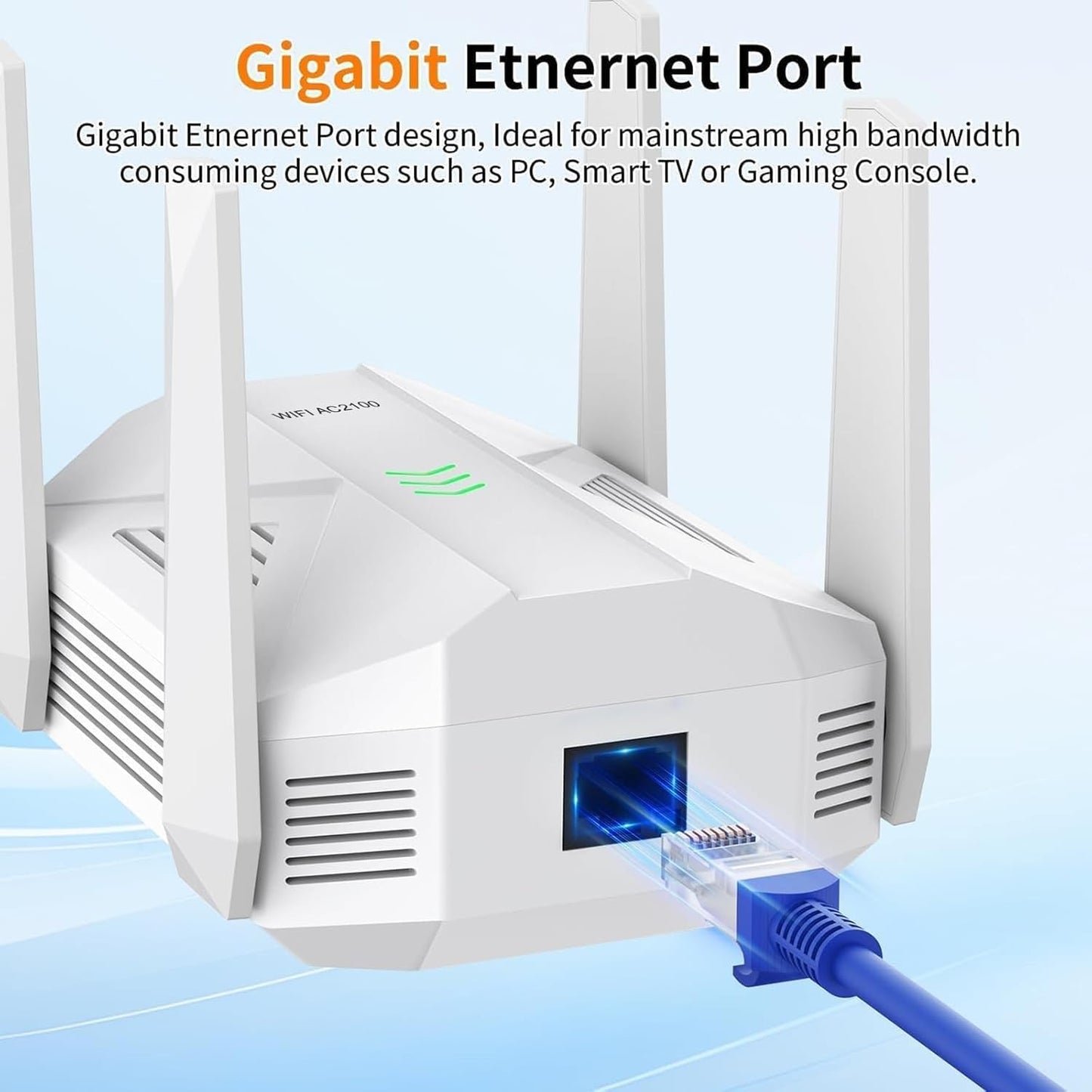 2100Mbps WiFi Extender -AC2100 WiFi Extender Signal Booster with Gigabit Ethernet Port, WiFi Booster Dual-Band(5.8G&2.4G) Coverage to 12888 sp.ft