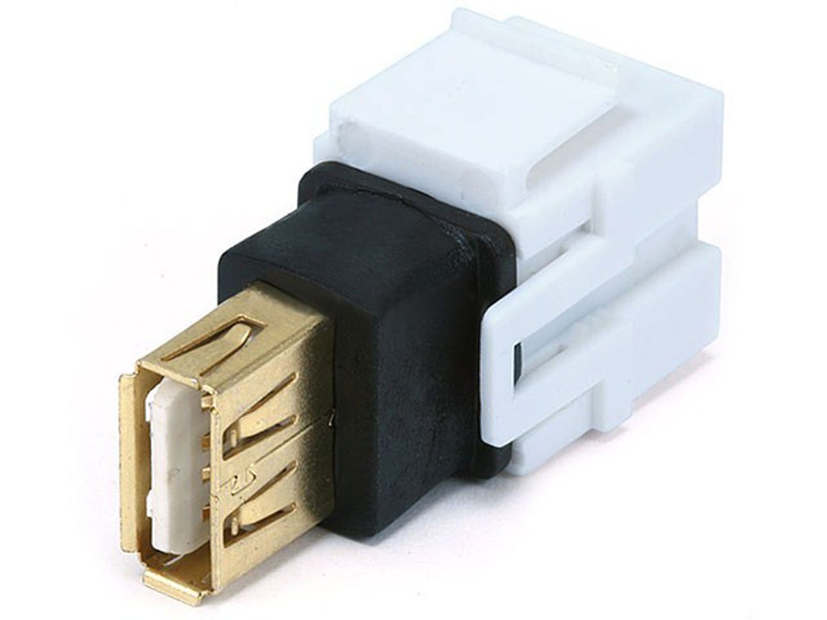 Monoprice 106561 Keystone Jack-USB 2.0 A Female to A Female Coupler Adapter Flush Type, White
