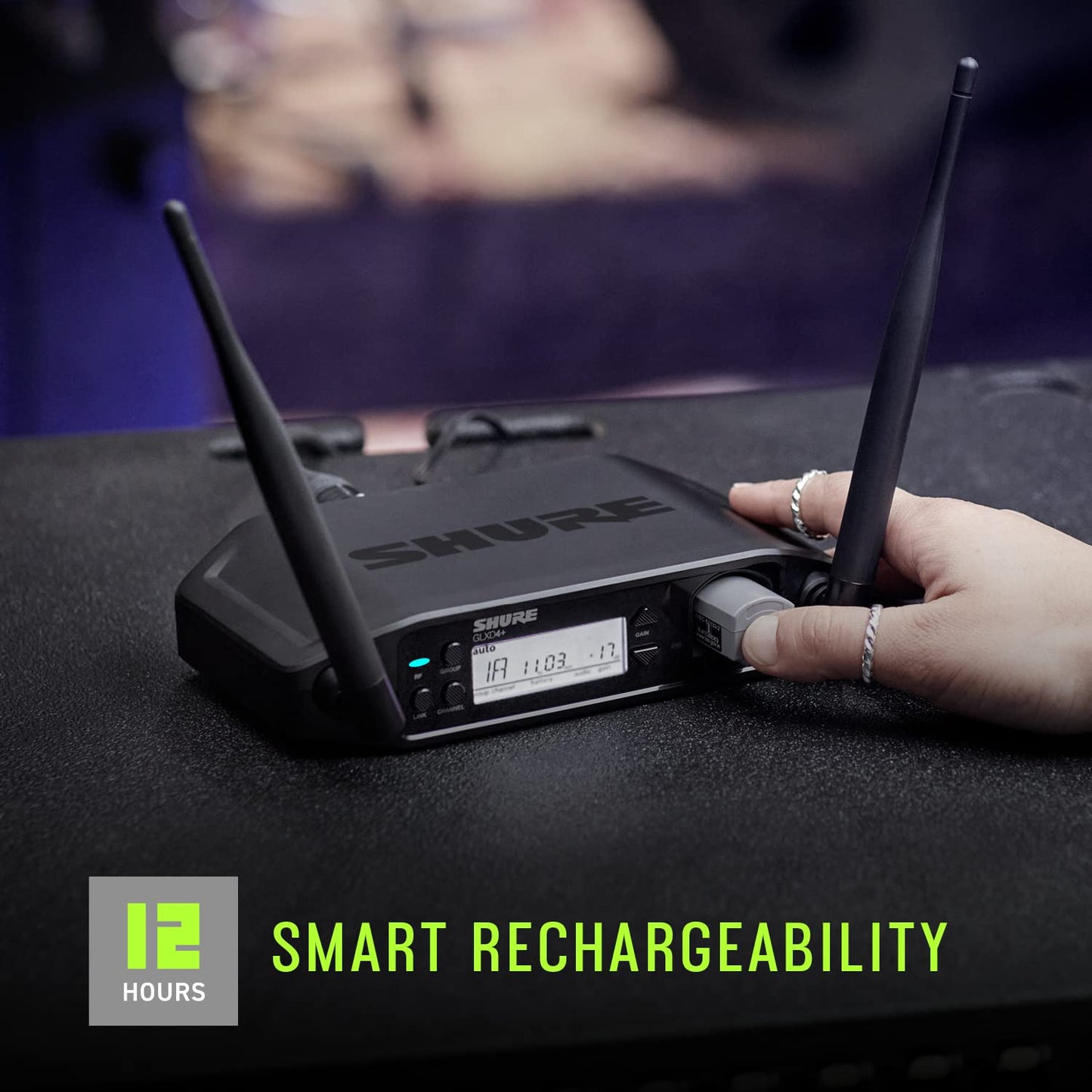 Shure GLX-D+ Dual Band SB904 Lithium-Ion Rechargeable Battery with up to 12 Hours of Runtime, Compatible with GLXD+ Digital Wireless Systems (GLXD1+