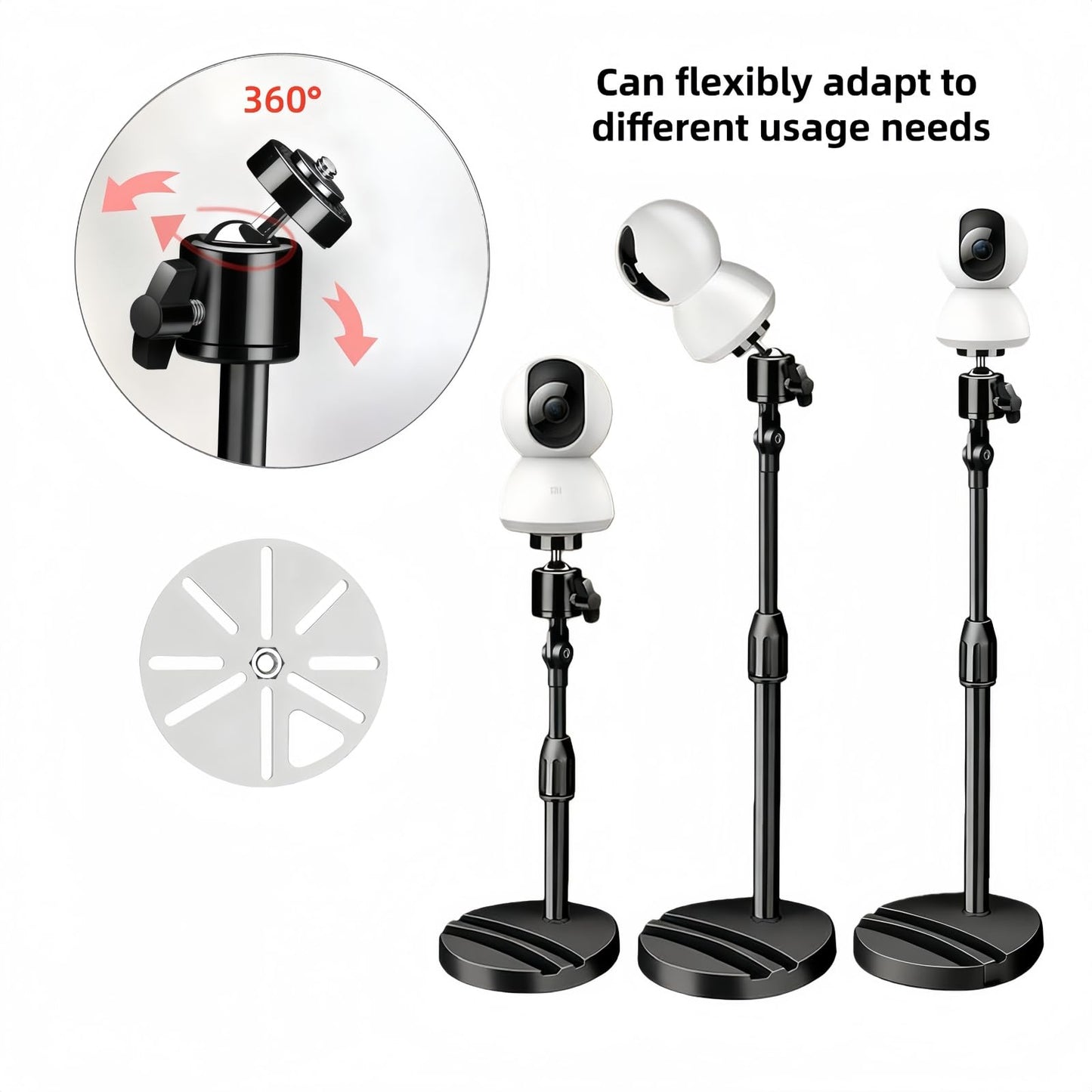 SamIdea Black No Drill Telescoping CCTV Security Camera Mount Bracket, Indoor Cameras Stand for Surveillance IP Camera,Arlo, Arlo Pro, Arlo Pro 2